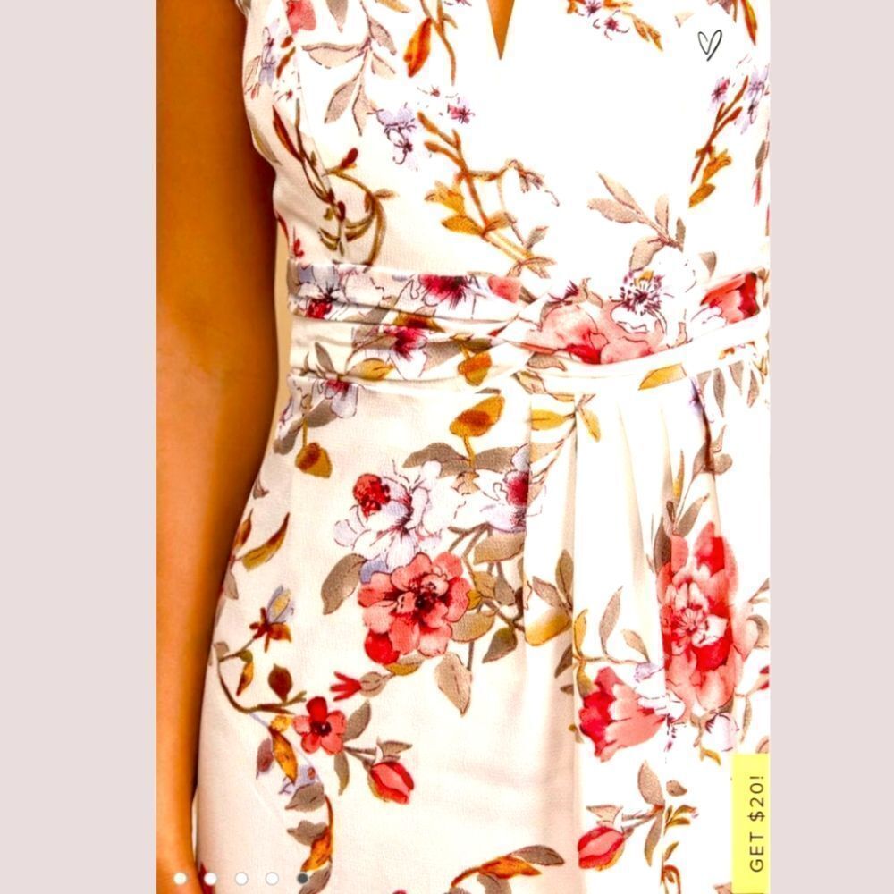 LuLu's My Favorite Day Ivory Floral Print Tulip 🌷 Skirt Midi Dress - Picture 6 of 13